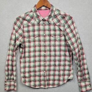 Polo Jeans Co. Ralph Lauren Snap Button Up Shirt Plaid Long Sleeve Womens Sz M